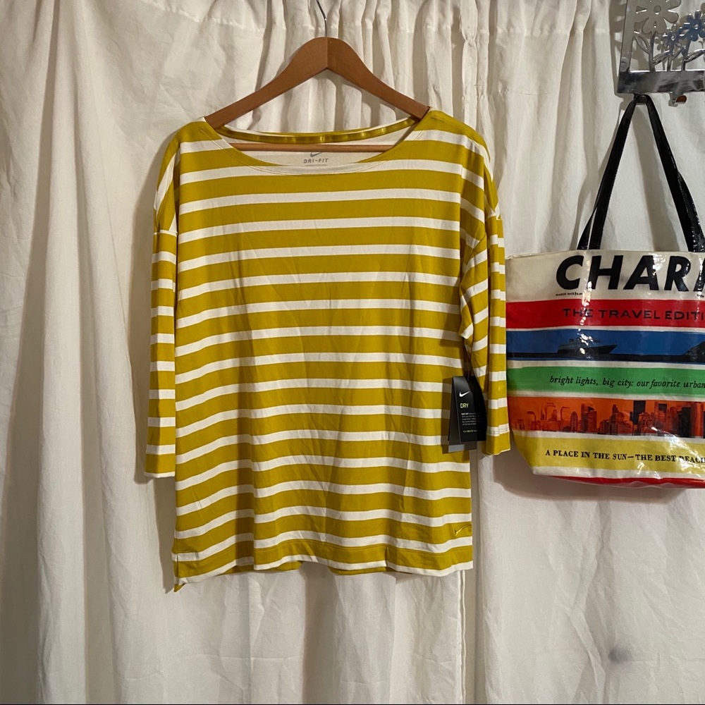 Nike mustard and cream dri fit UV shirt